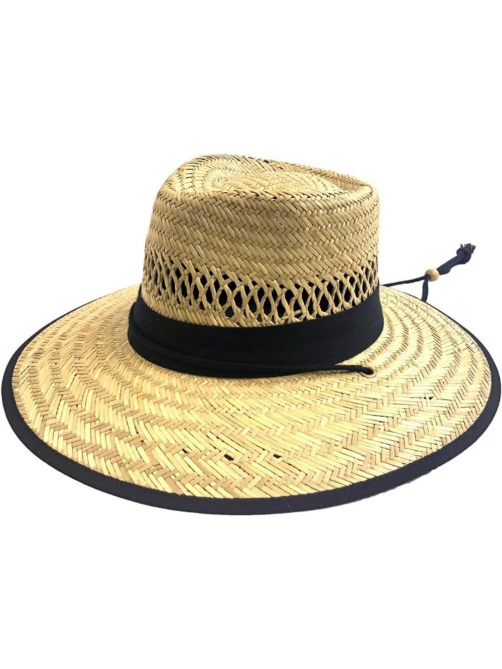 Stylish Women's Rush Straw Lifeguard Hat with Fabric Band - Perfect for Sun